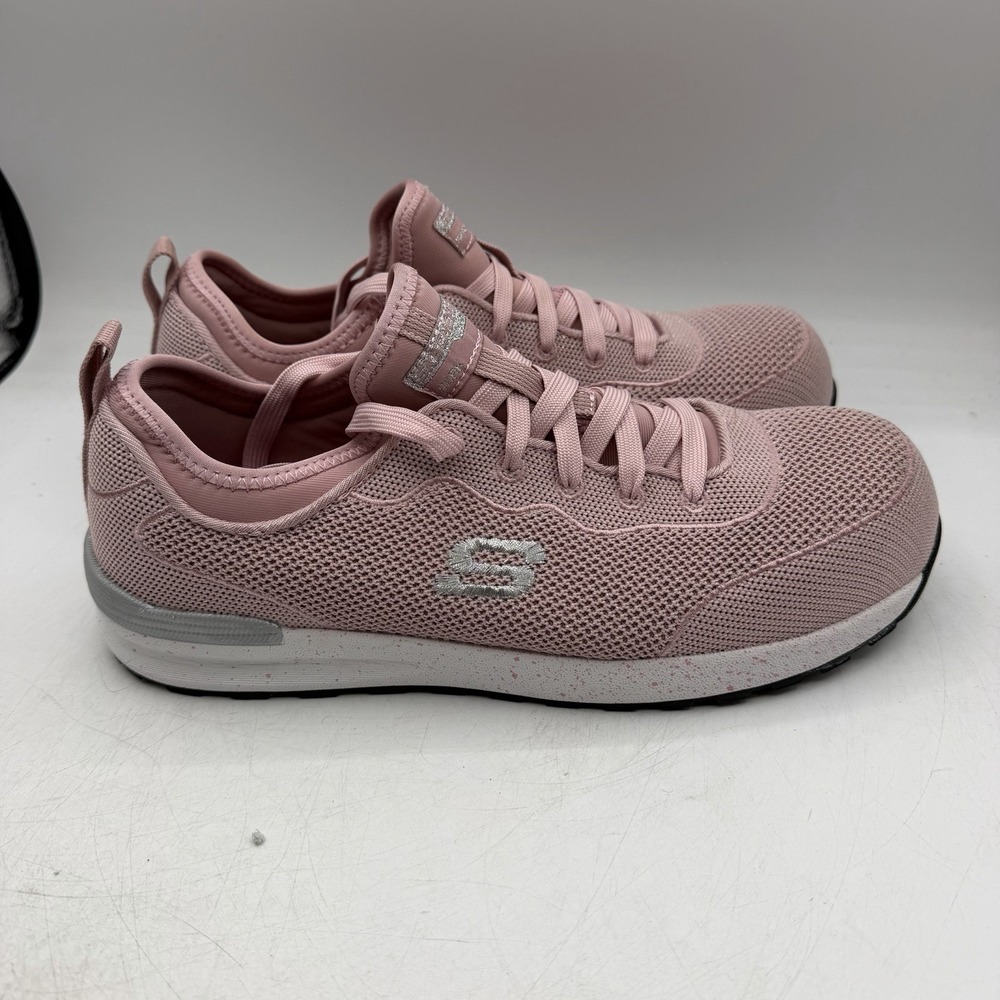 Skechers Bulkin Balran Work Shoes Womens Sz 9 WIDE Pink Sneakers Comp Toe 108033